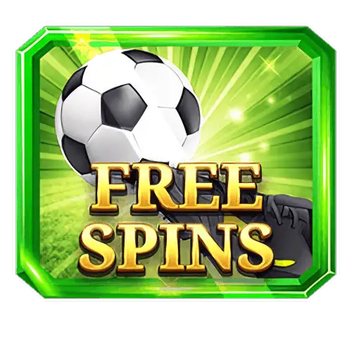 The green Free Spins badge from the game